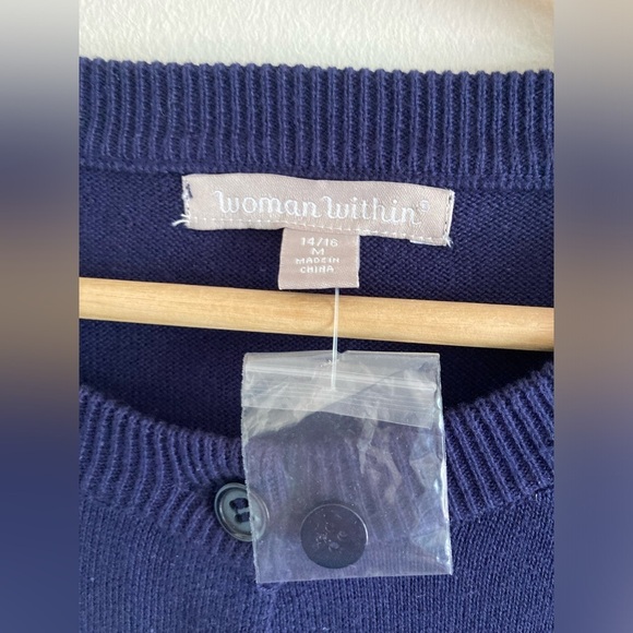 Woman Within Floral Embroidered Sweater Boho Half Sleeve Cardigan 14/16 NWT - Picture 4 of 6